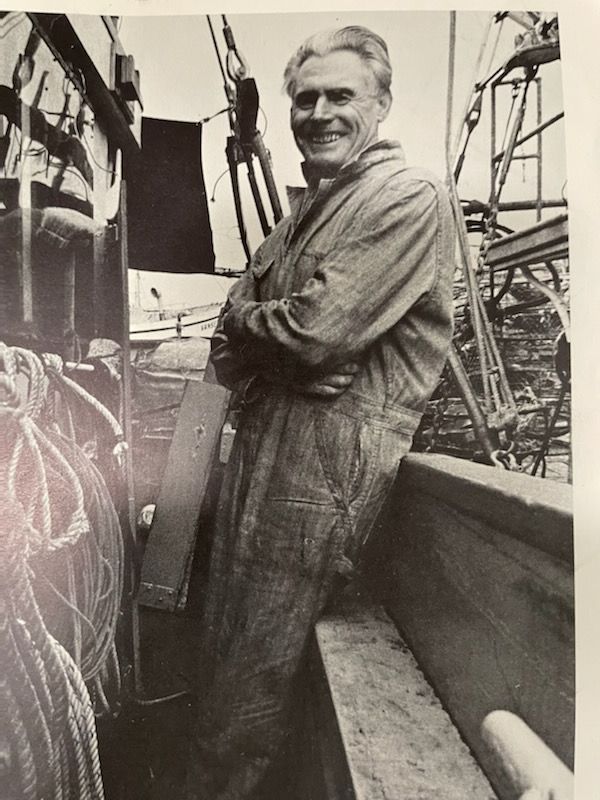 Portrait of Lars Jangaard, Sena's Grandfather, on a fishing boat