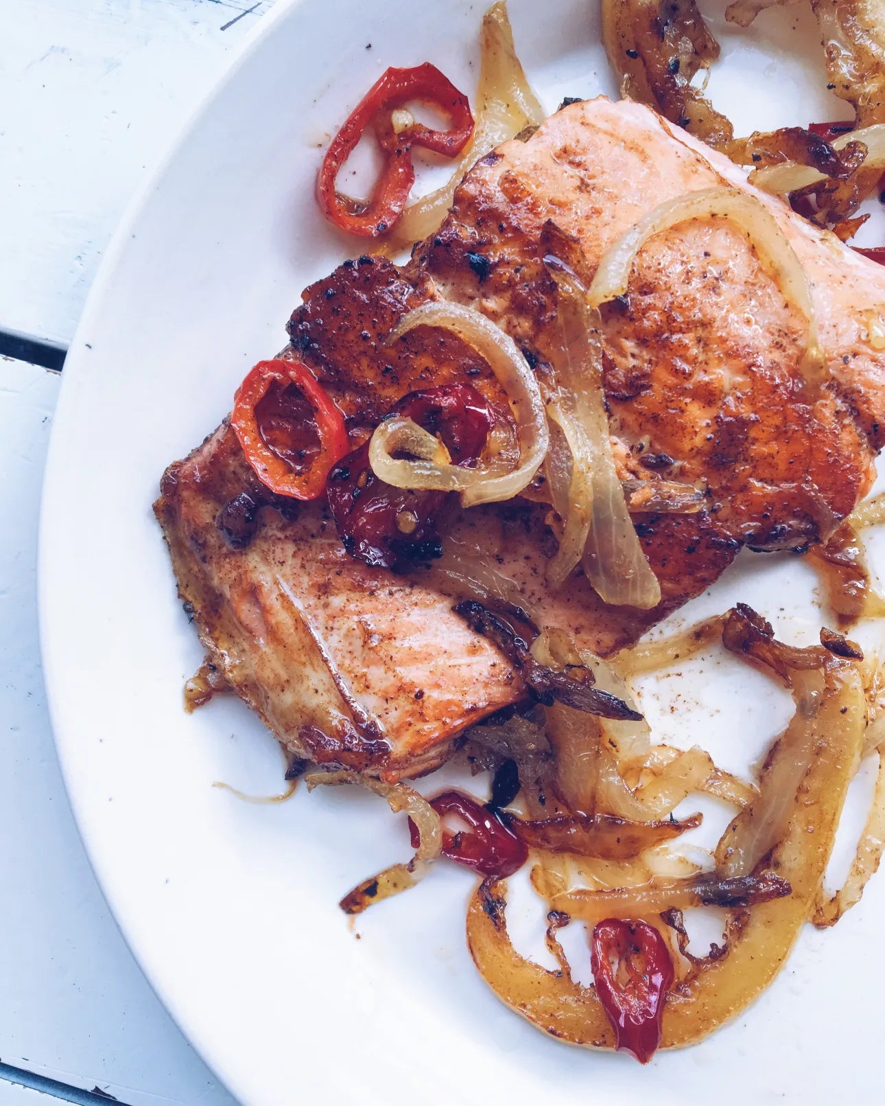 Pan-Seared Salmon with Chilis & Lemons