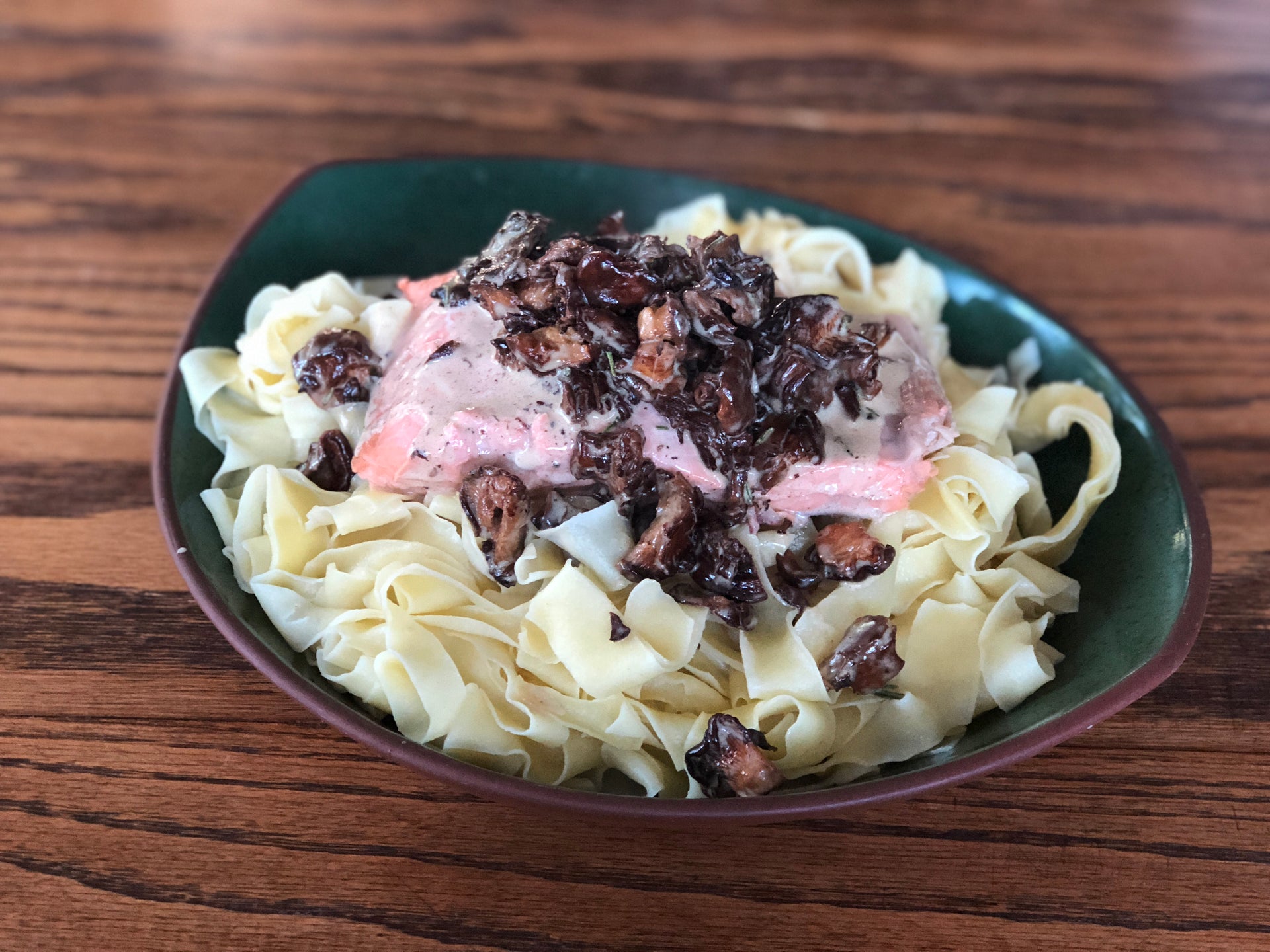 WinePoached Salmon with Chanterelle Cream Sauce Sena Sea