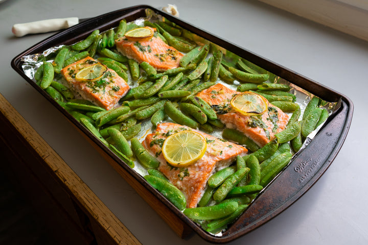 Sheet Pan Recipe with Copper River Sockeye Salmon