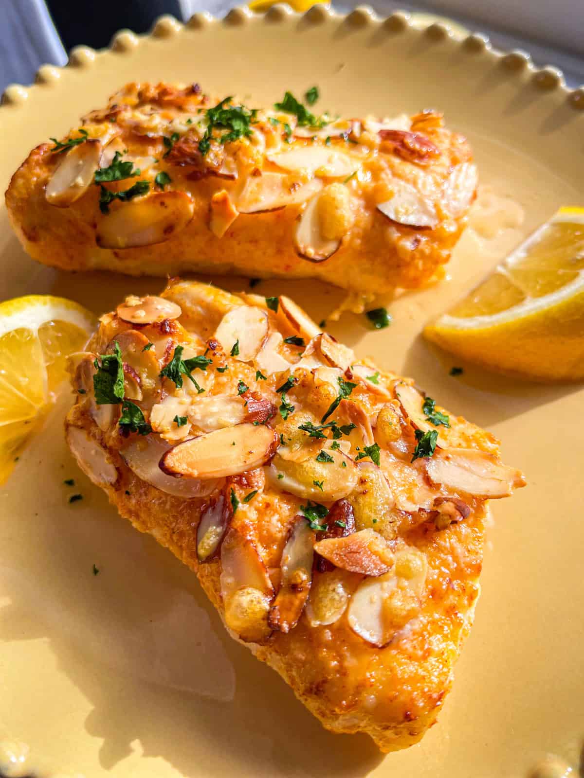 Air Fryer Halibut with Crispy Almond Parmesan Crust