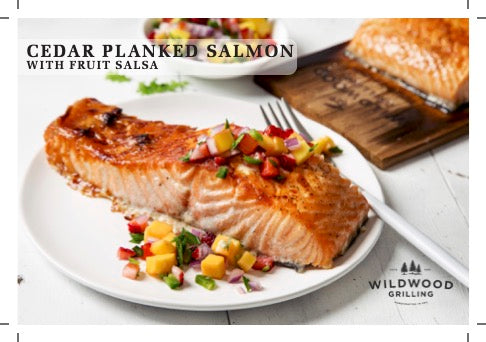 Cedar Planked Salmon with Fruit Salad