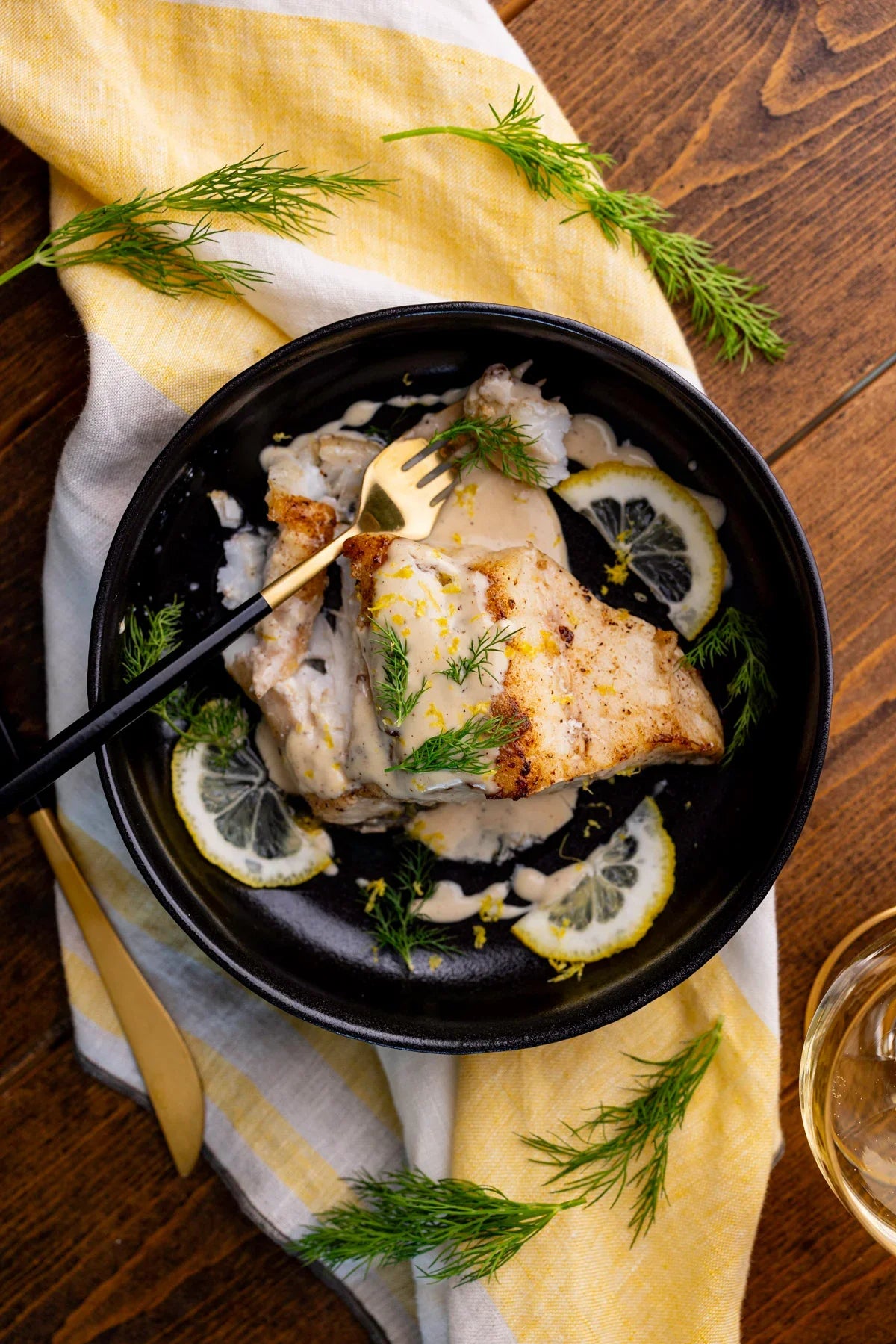 Lingcod with Creamy White Wine Sauce