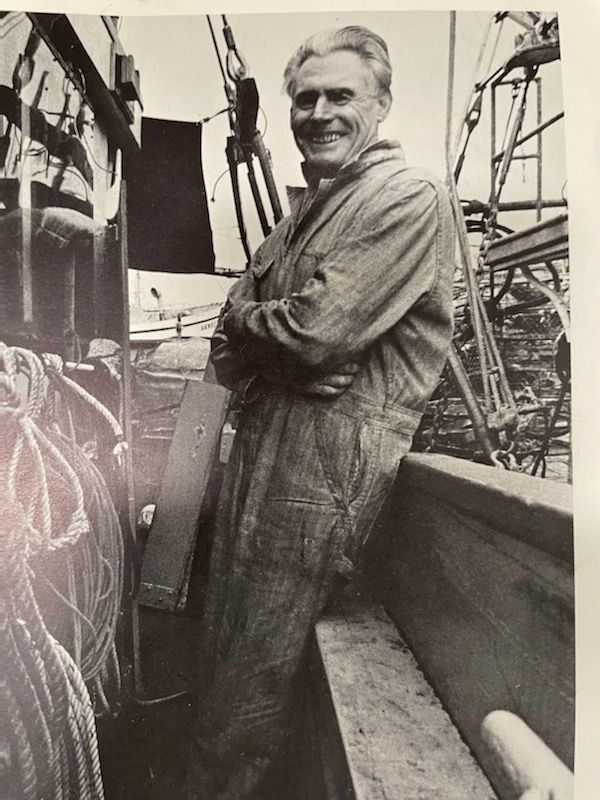 Portrait of Lars Jangaard, Sena's Grandfather, on a fishing boat 