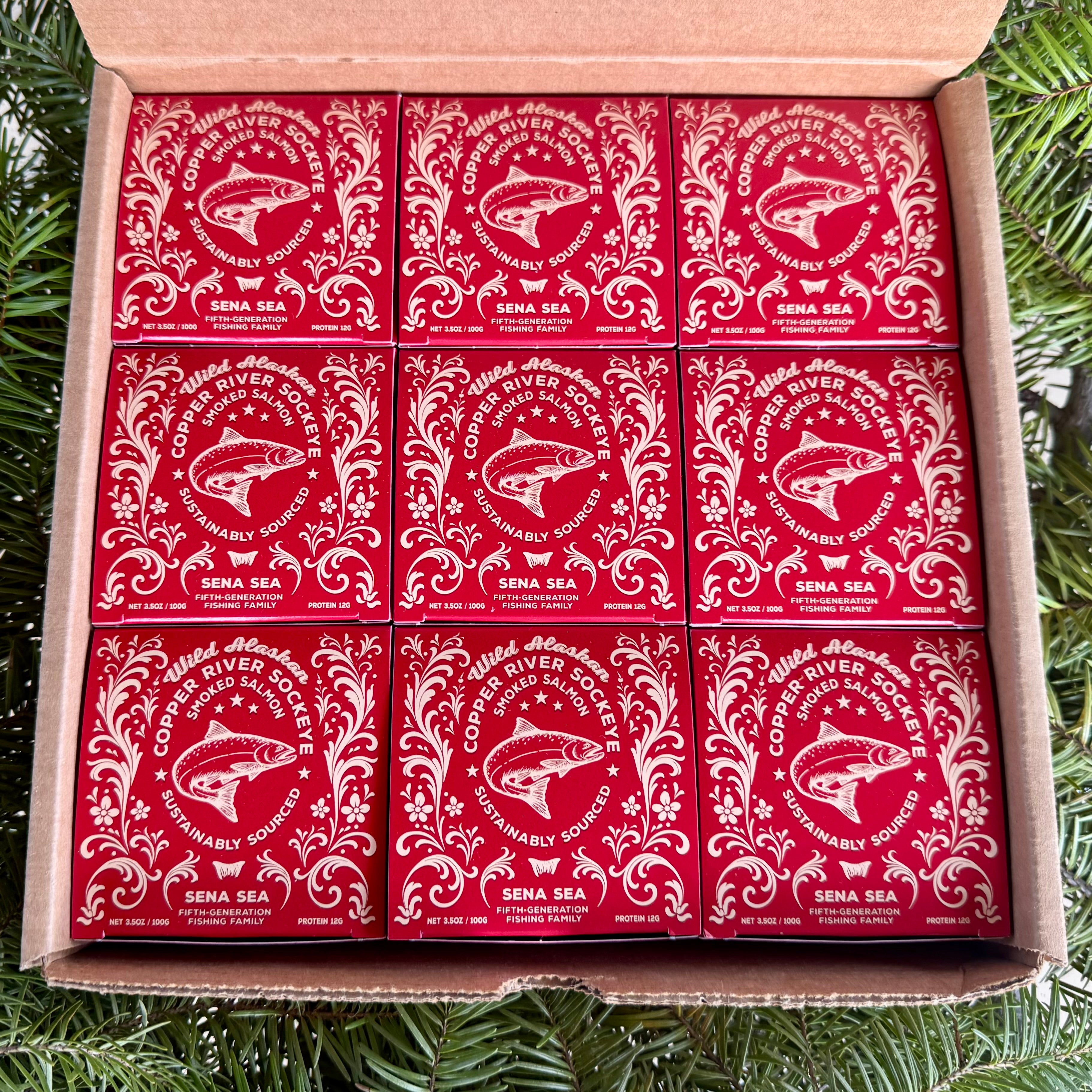 Smoked Salmon Tins, Copper River Sockeye – Sena Sea