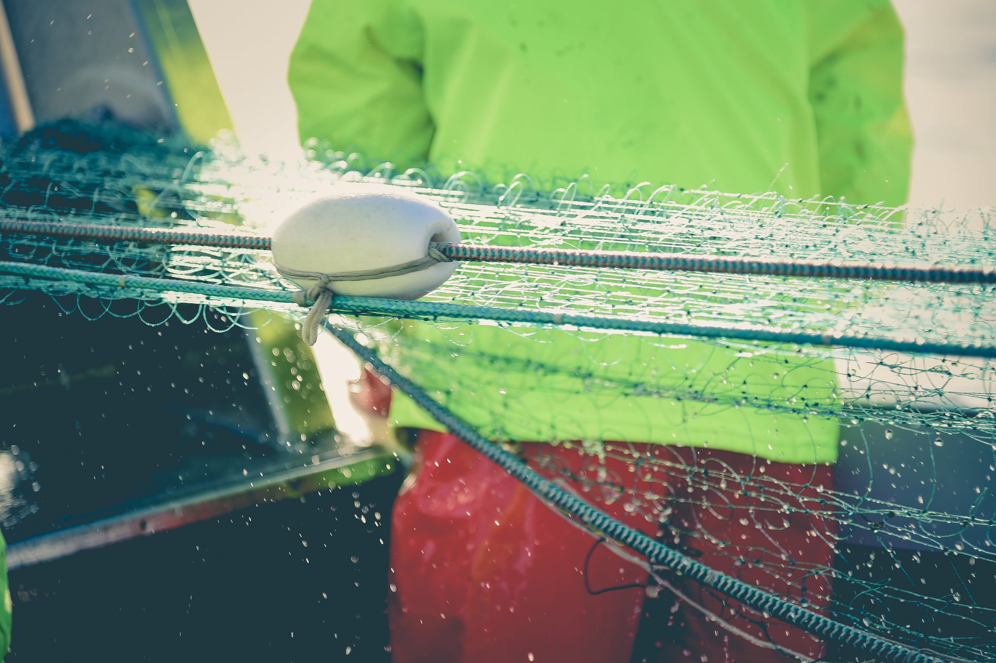 Image of fishing net on the Sea Sea boats in Alaska 