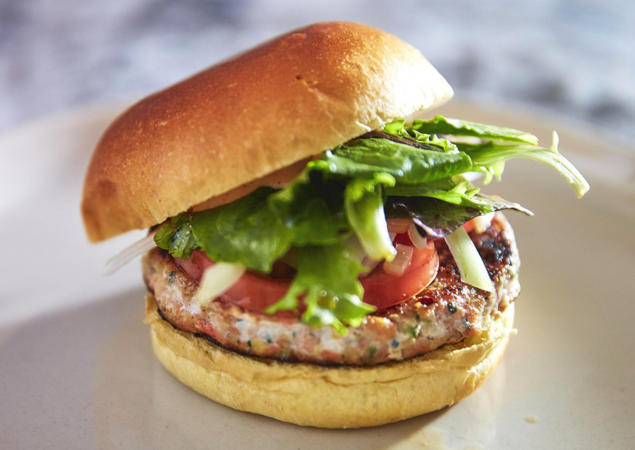 Salmon burger made with Copper River Salmon patties