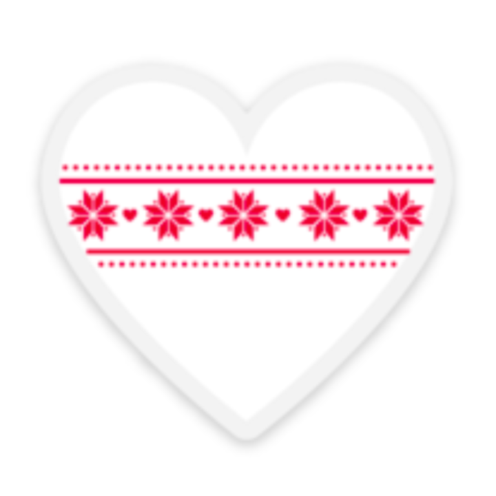 Scandinavian Heart White and red snowflake pattern