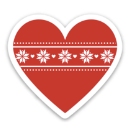 Scandinavian heart simple snowflake pattern
