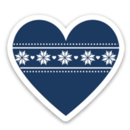 Scandinavian Heart sticker blue snowflake pattern