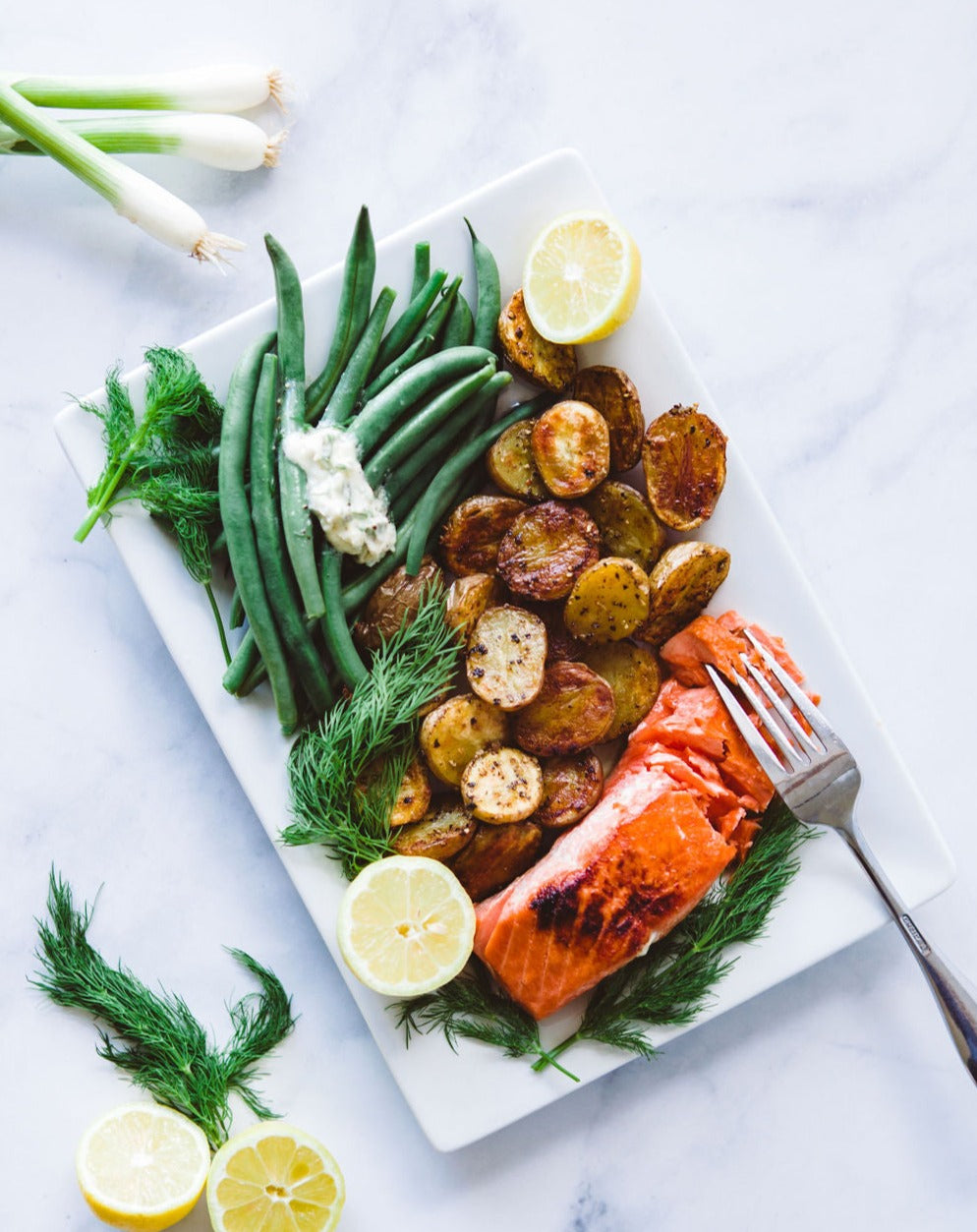 Cooked Copper River Salmon with Roasted lemon Veggies