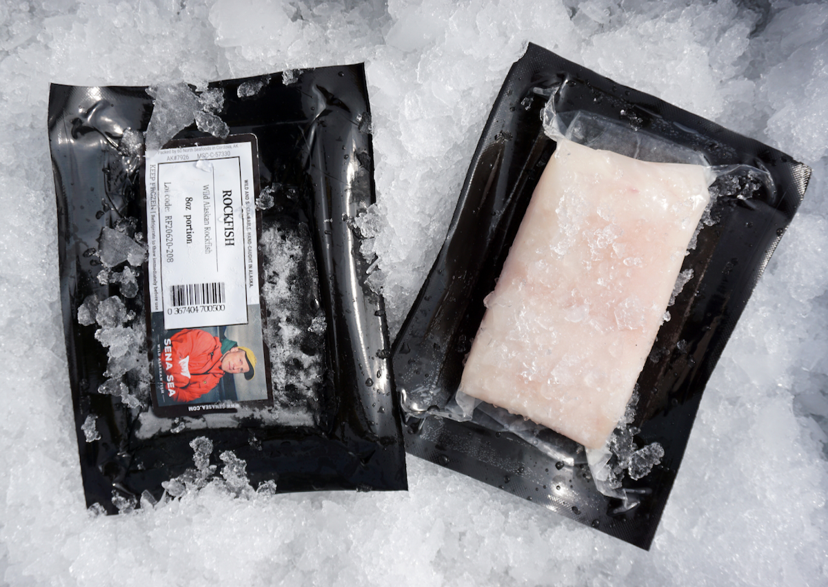 Packaged Wild Caught Alaskan Rockfish  on ice