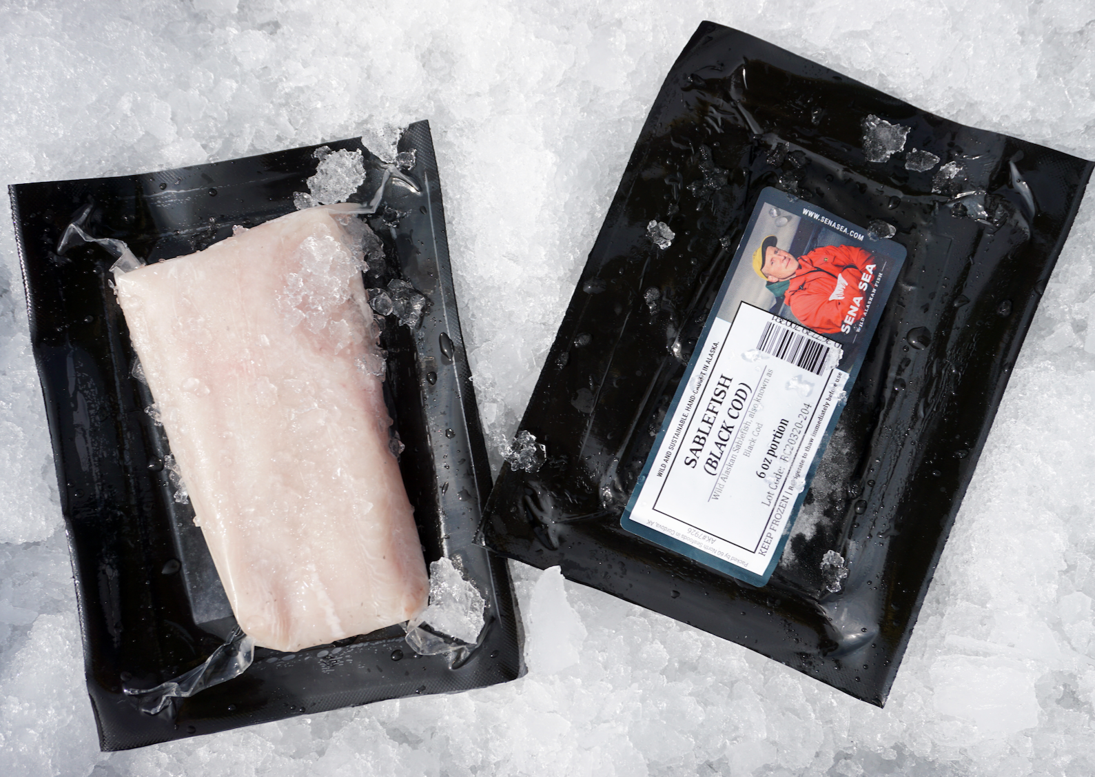 Wild Alaskan sablefish packaged on ice