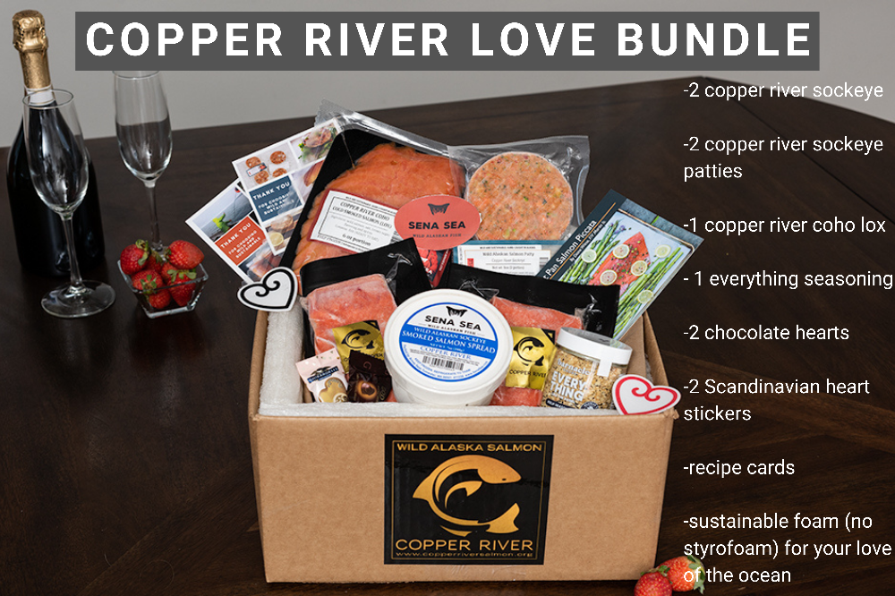 Copper River Bundle fillets, patties, lox, everything seasoning, chocolate, and heart Stickers